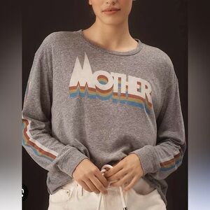 MOTHER oversized (fits XS-M) long-sleeve slouchy cut-off top